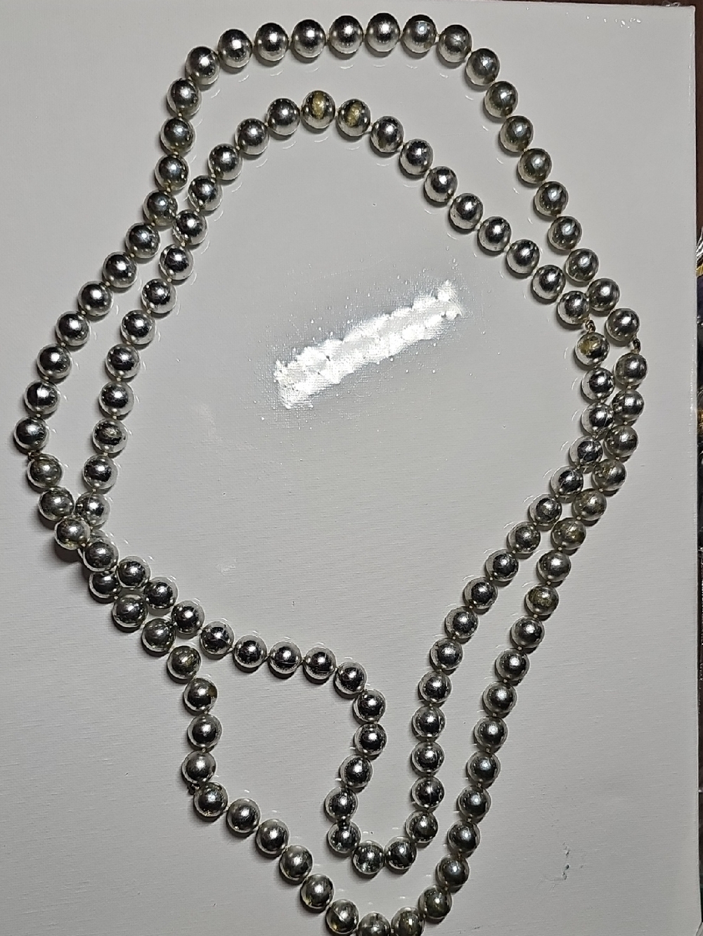 Sterling Silver Beaded Necklace - Silver